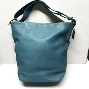 Coach blue leather hobo/tote bag with classic interior lining.